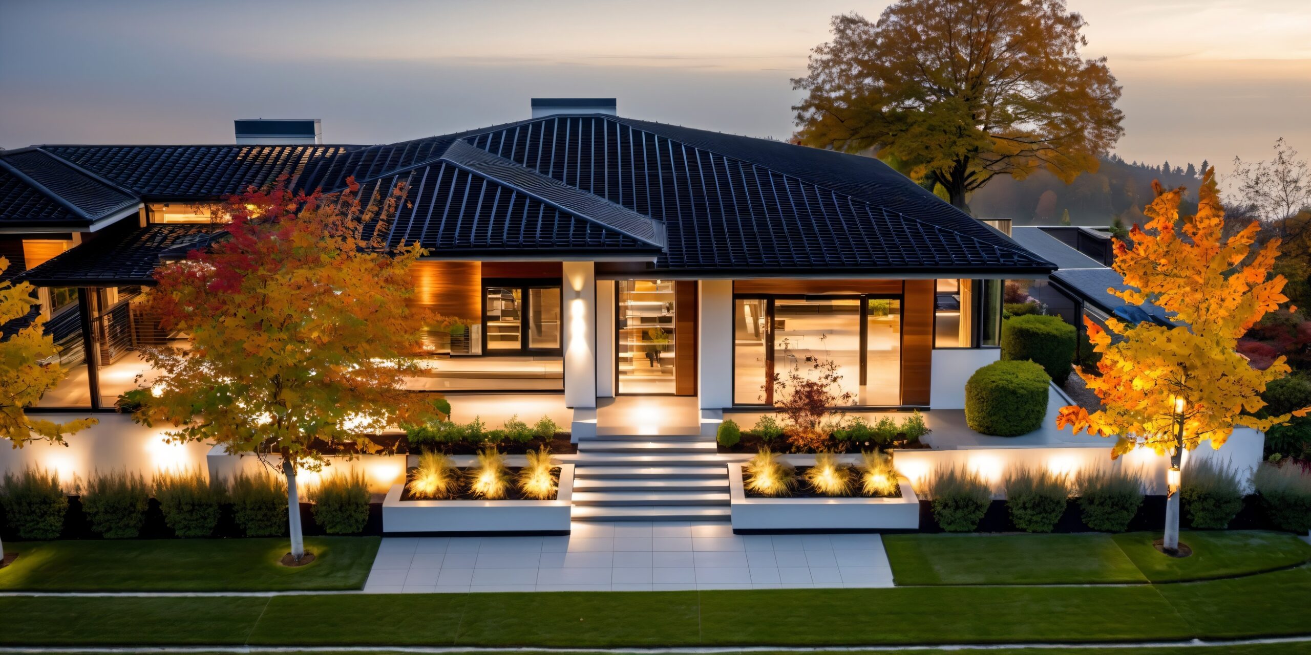 2023-11-15 13-34-07 - modern design with large windows, building, during autumn, garden design, pergolas, led lights, entr (1)